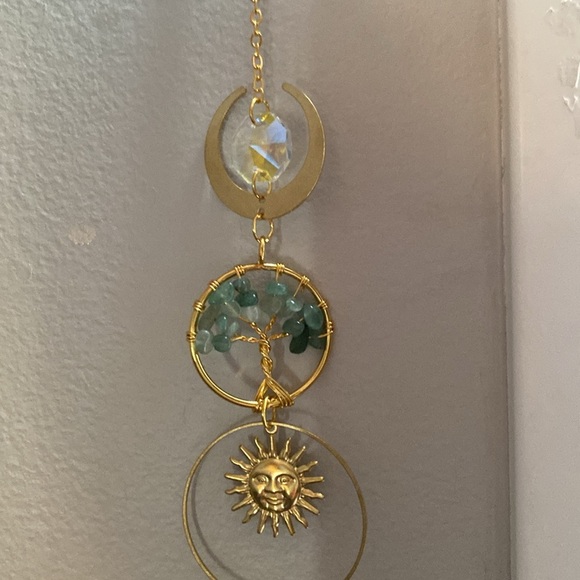 🟣2 for $25🟣 green aventurine tree suncatcher on gold toned metal. - Picture 4 of 8